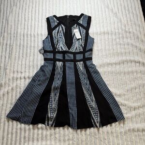 BCBGBlack and Blue Striped Dress